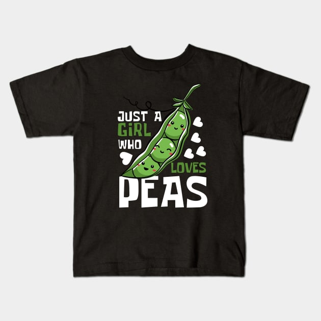 Pea Passion: Just a Girl Who Loves Peas Kids T-Shirt by DesignArchitect